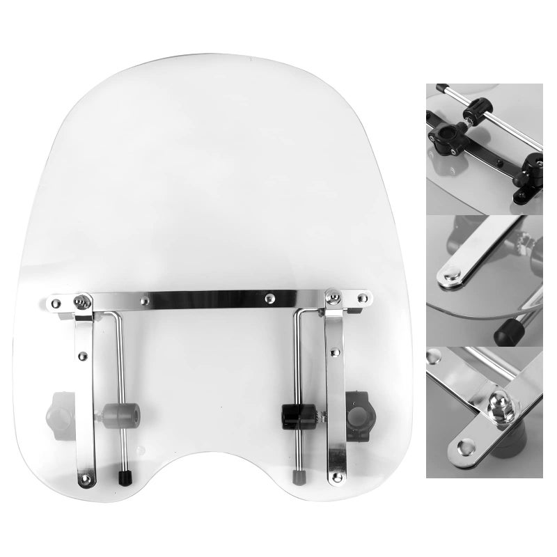 Areyourshop Large 18"x16" Windshield Windscreen (for 7/8", 1" Handlebars) for Harley Sportster Dyna Touring Softail for Honda CT125 Cruisers & Standards for Kawasaki Vulcan 900, for Suzuki Savage - Image 3